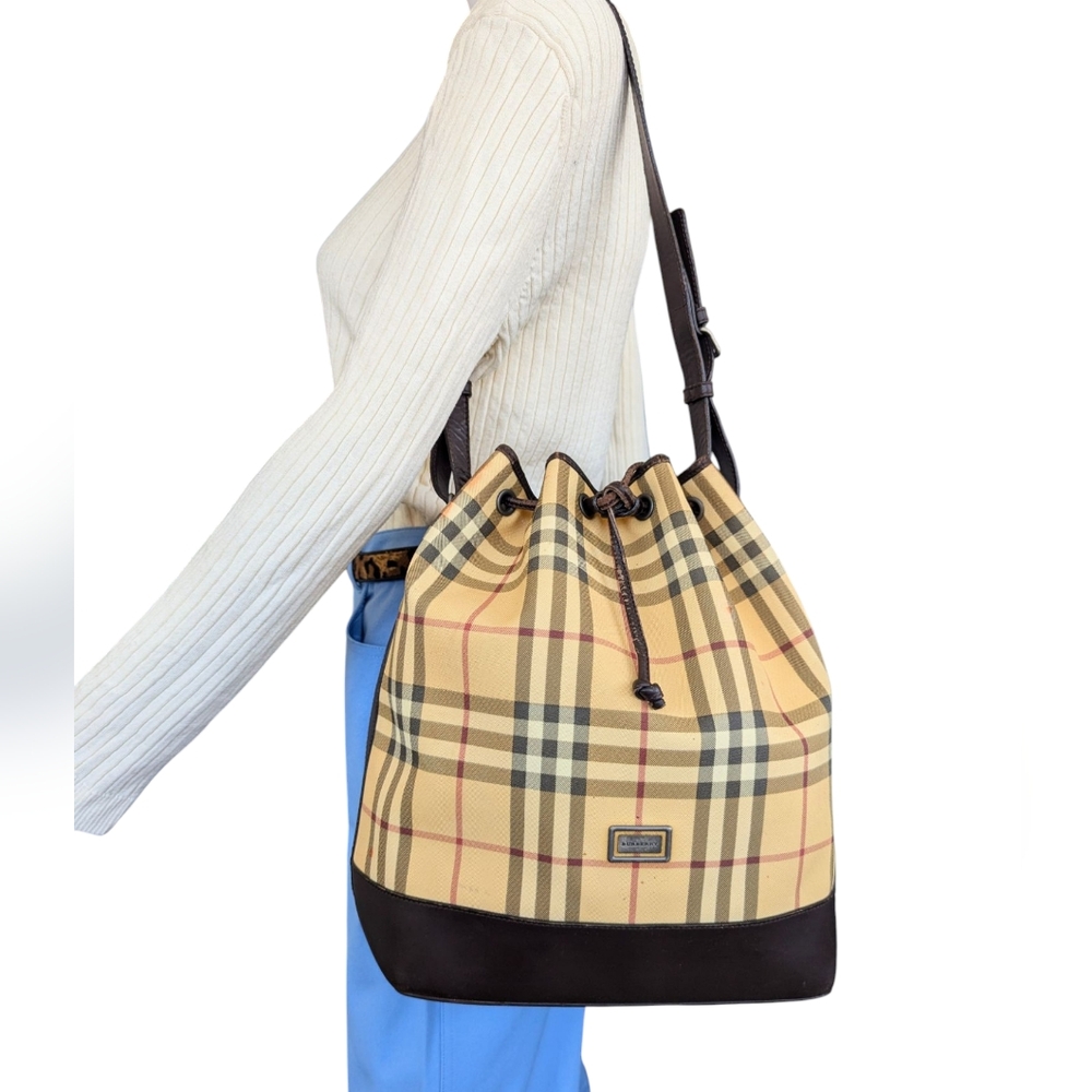 Burberry Beige and Brown Checkered Backpack